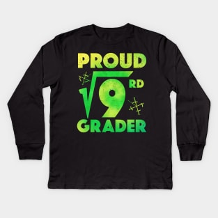 Proud 3rd Grader Square Root of 9 Teachers Students Kids Long Sleeve T-Shirt